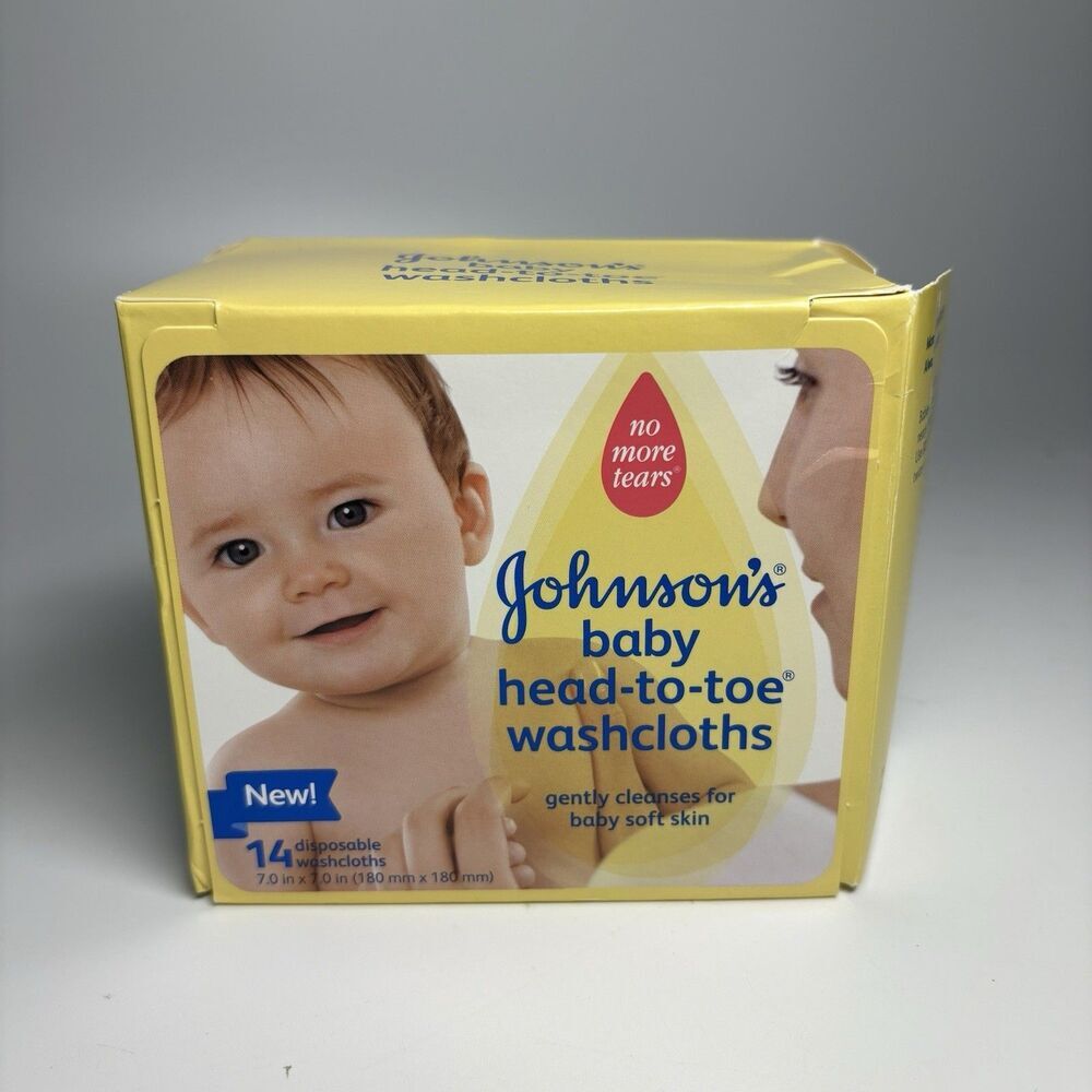 Johnson's Baby Head-to-Toe Disposable Washcloths Opened DRY 2012 Vintage